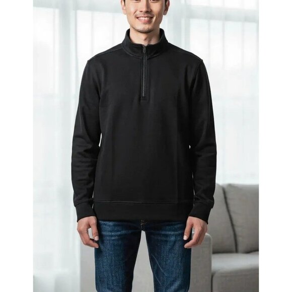 Reebok Mens Black Half-Zip Pullover Sweatshirt L 28” L x 22W - Picture 1 of 6